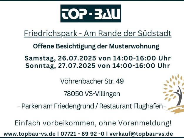Wohnung zum Kauf - Neubau provisionsfrei 422.300 € 3 Zimmer 81,8 m² Vöhrenbacher Straße 49 Villingen Villingen-Schwenningen 78050
