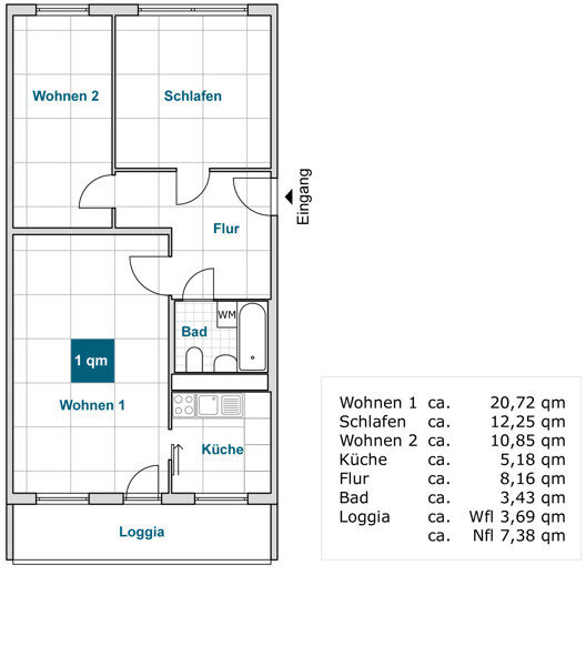 Wohnung zur Miete 483 € 3 Zimmer 64,3 m²<br/>Wohnfläche 1.<br/>Geschoss 18.01.2025<br/>Verfügbarkeit Finsterwalder Str. 1 Prohlis-Süd (Finsterwalder Str.-Ost) Dresden 01239