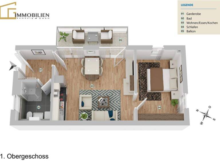 Wohnung zum Kauf - Erstbezug provisionsfrei 269.500 € 2 Zimmer 52,1 m² Hirschaid 96114