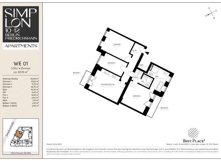 Wohnung zum Kauf - Neubau 809.000 € 3 Zimmer 97,7 m²<br/>Wohnfläche 1.<br/>Geschoss ab sofort<br/>Verfügbarkeit Simplonstraße 10 Friedrichshain Berlin 10245