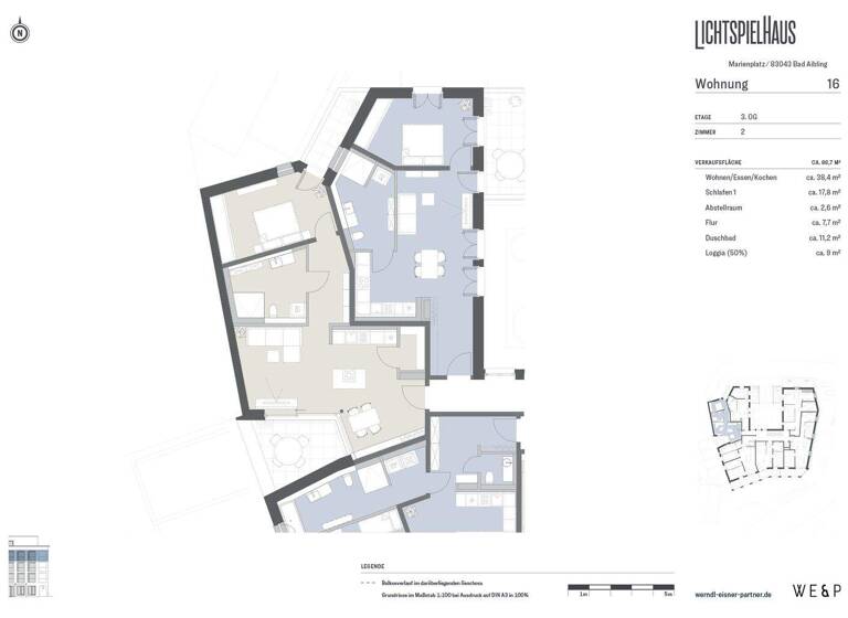 Wohnung zum Kauf - Erstbezug provisionsfrei 800.000 € 2 Zimmer 86 m² 3. Geschoss Kirchzeile 1 Bad Aibling 83043