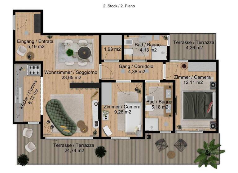 Penthouse zum Kauf 567.000 € 3 Zimmer 125 m² 3. Geschoss Montan 39040