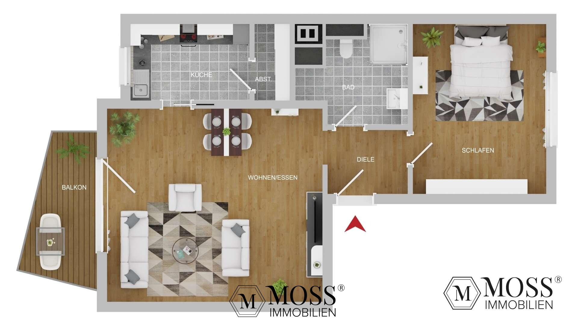 Wohnung zum Kauf 285.000 € 2 Zimmer 55 m²<br/>Wohnfläche 1.<br/>Geschoss Mooswald Freiburg im Breisgau 79110