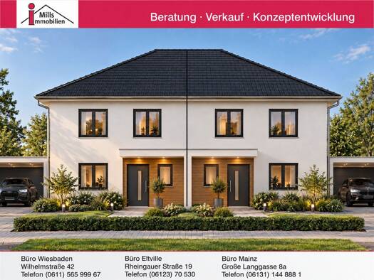 Doppelhaushälfte zum Kauf - Erstbezug 849.500 € 4 Zimmer 119 m² 305 m² Grundstück Biebrich Wiesbaden 65187