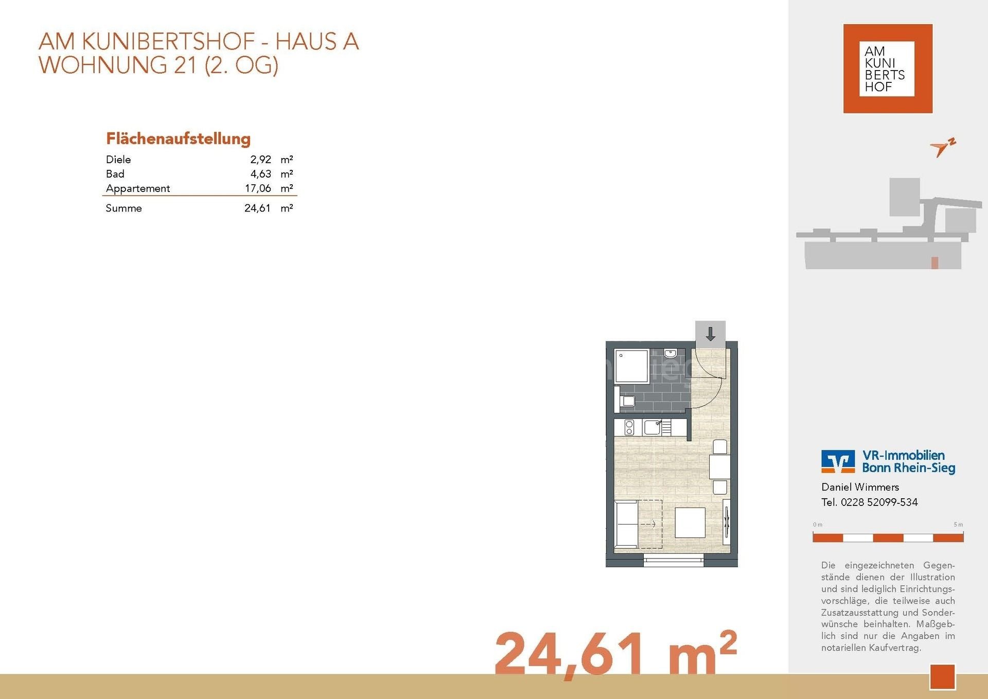 Wohnung zum Kauf provisionsfrei 139.000 € 1 Zimmer 24,6 m²<br/>Wohnfläche 2.<br/>Geschoss Witterschlick Alfter 53347