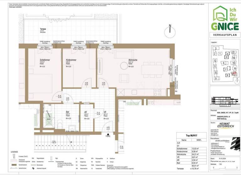 Wohnung zum Kauf - Erstbezug 369.313 € 3 Zimmer 65,5 m² 1. Geschoss Gneisfeldstraße 30 Morzg Salzburg 5020
