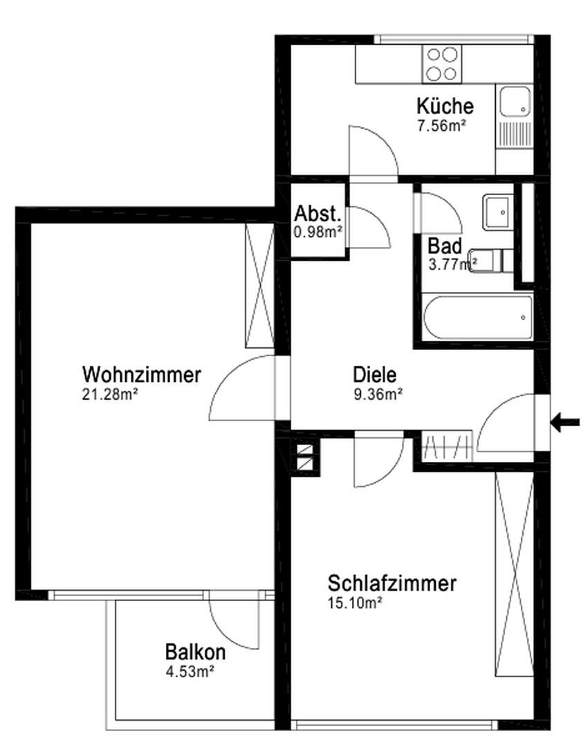 Wohnung zur Miete 550 € 2 Zimmer 61 m²<br/>Wohnfläche Nächstebreck - West Wuppertal 42279