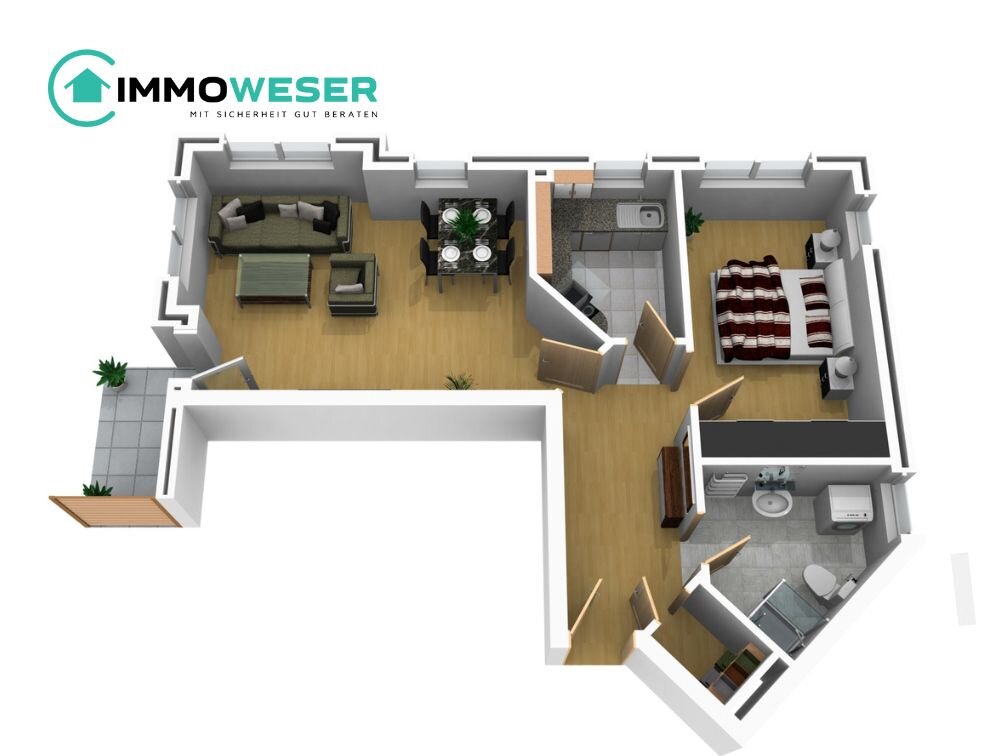 Wohnung zum Kauf 179.000 € 2 Zimmer 56,6 m²<br/>Wohnfläche EG<br/>Geschoss Brinkum Stuhr 28816