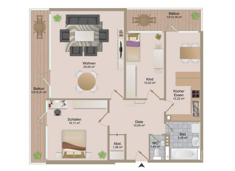 Wohnung zum Kauf 317.000 € 3,5 Zimmer 87 m² Zähringen Freiburg im Breisgau 79108