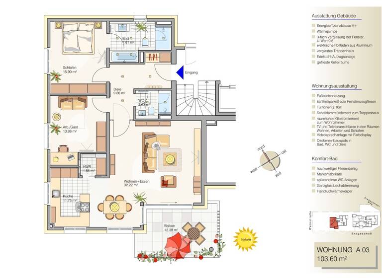 Wohnung zum Kauf - Erstbezug provisionsfrei 598.000 € 3 Zimmer 103 m² 1. Geschoss Weinstraße 71 Hambach Neustadt an der Weinstraße 67434