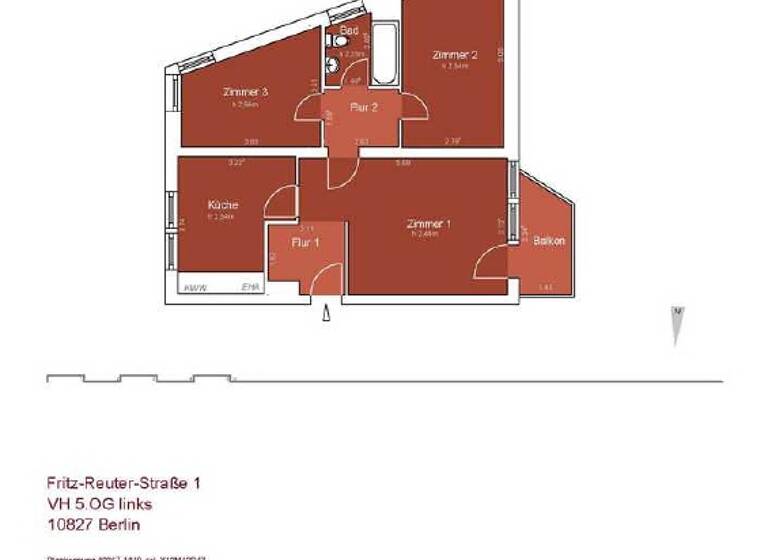Wohnung zur Miete 1.172 € 3 Zimmer 65,1 m² frei ab sofort Fritz-Reuter-Straße 1 Schöneberg Berlin 10827