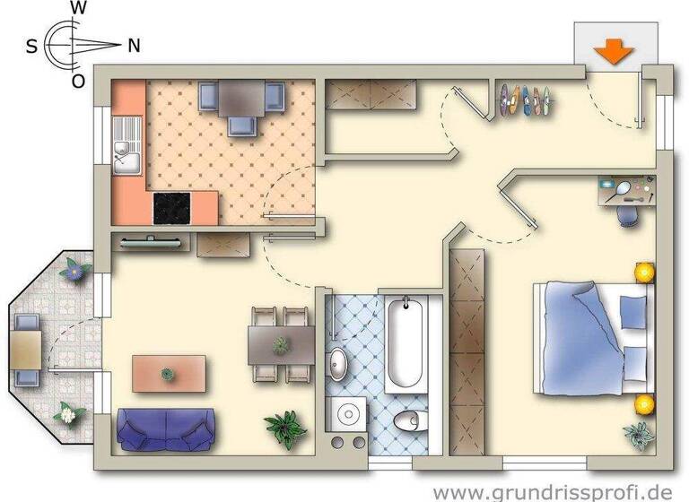 Wohnung zur Miete 678 € 2 Zimmer 60 m² 2. Geschoss Eldena Greifswald 17493
