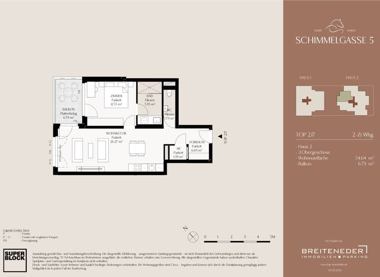 Wohnung zum Kauf - Erstbezug provisionsfrei 460.000 € 2 Zimmer 54,6 m² 3. Geschoss Wien 1030