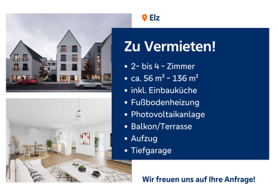 Wohnung zur Miete - Neubau 1.155 € 3 Zimmer 89 m² frei ab 01.11.2025 Elz Elz 65604