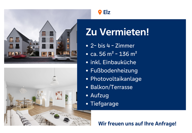 Wohnung zur Miete - Neubau 1.155 € 3 Zimmer 89 m² frei ab 01.11.2025 Elz Elz 65604
