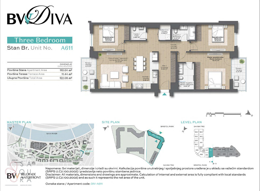 Wohnung zum Kauf provisionsfrei 461.888 € 4 Zimmer 110,6 m²<br/>Wohnfläche Belgrad Watefront 11000