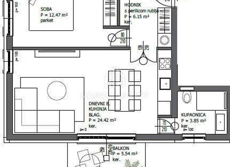 Wohnung zum Kauf 199.781 € 2 Zimmer 61 m² 2. Geschoss Vostarnica - Poluotok