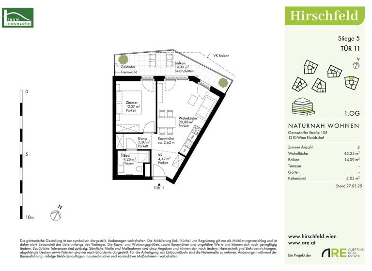 Wohnung zum Kauf - Erstbezug provisionsfrei 250.600 € 2 Zimmer 45,2 m² 1. Geschoss Gerasdorfer Straße 105 Wien 1210