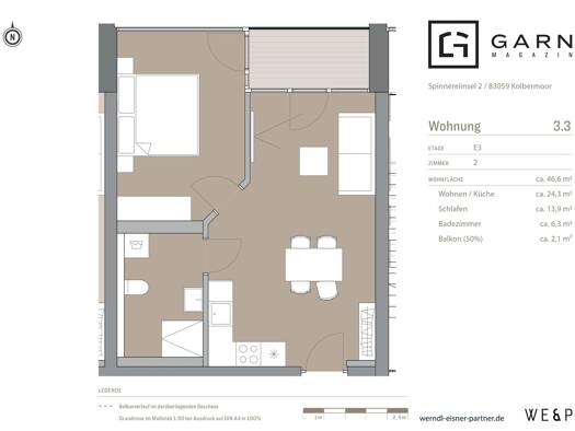 Wohnung zur Miete - Erstbezug 965 € 2 Zimmer 47 m² 3. Geschoss frei ab 01.11.2026 Kolbermoor 83059