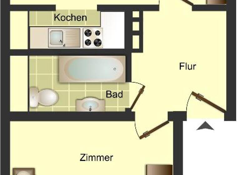 Wohnung zur Miete 599 € 2 Zimmer 53,8 m² 1. Geschoss Kurfürstenstraße 32 Solingen-Mitte Solingen 42655