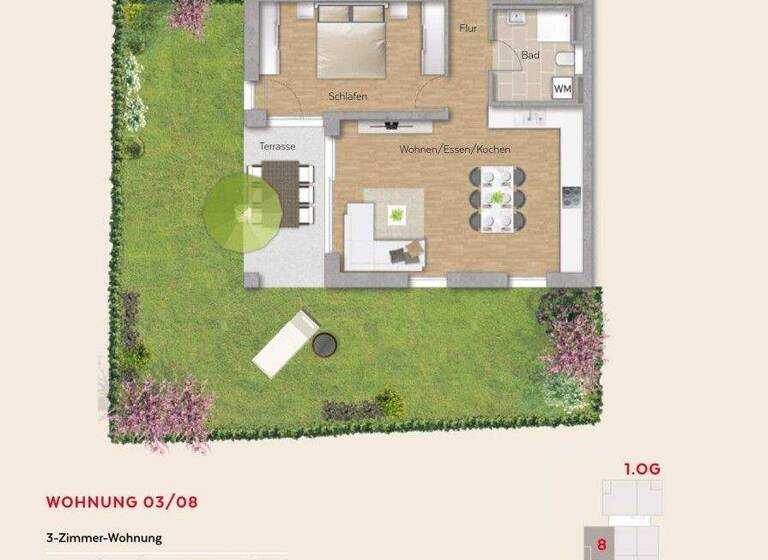 Wohnung zum Kauf - Erstbezug 467.000 € 3 Zimmer 78 m² EG Kochendorf Bad Friedrichshall-Kochendorf 74177