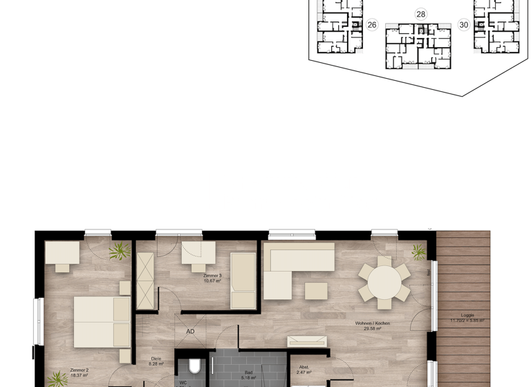 Wohnung zum Kauf - Erstbezug provisionsfrei 444.900 € 3 Zimmer 82,1 m² Elisabeth-Habeth-Weg 24-32 Witterschlick Alfter 53347