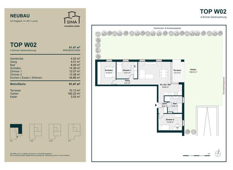 Wohnung zum Kauf - Erstbezug 686.025 € 4 Zimmer 91,5 m² EG Am Ruggbach Lochau 6911