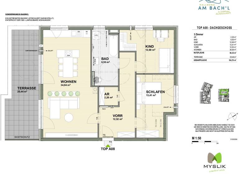 Wohnung zum Kauf - Erstbezug provisionsfrei 659.800 € 3 Zimmer 84,3 m² Hallwang 5300