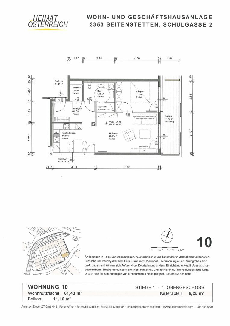 Wohnung zur Miete 804 € 2 Zimmer 61,4 m²<br/>Wohnfläche 1.<br/>Geschoss ab sofort<br/>Verfügbarkeit Schulgasse Seitenstetten 3353