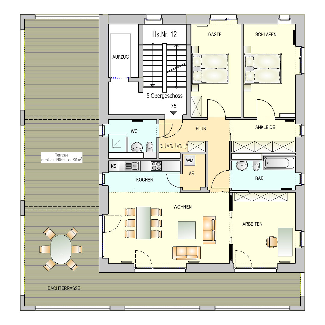 Wohnung zur Miete 1.746 € 4 Zimmer 134,3 m²<br/>Wohnfläche 5.<br/>Geschoss 01.04.2025<br/>Verfügbarkeit Alte Fernstraße 12 Frauenland Würzburg 97074