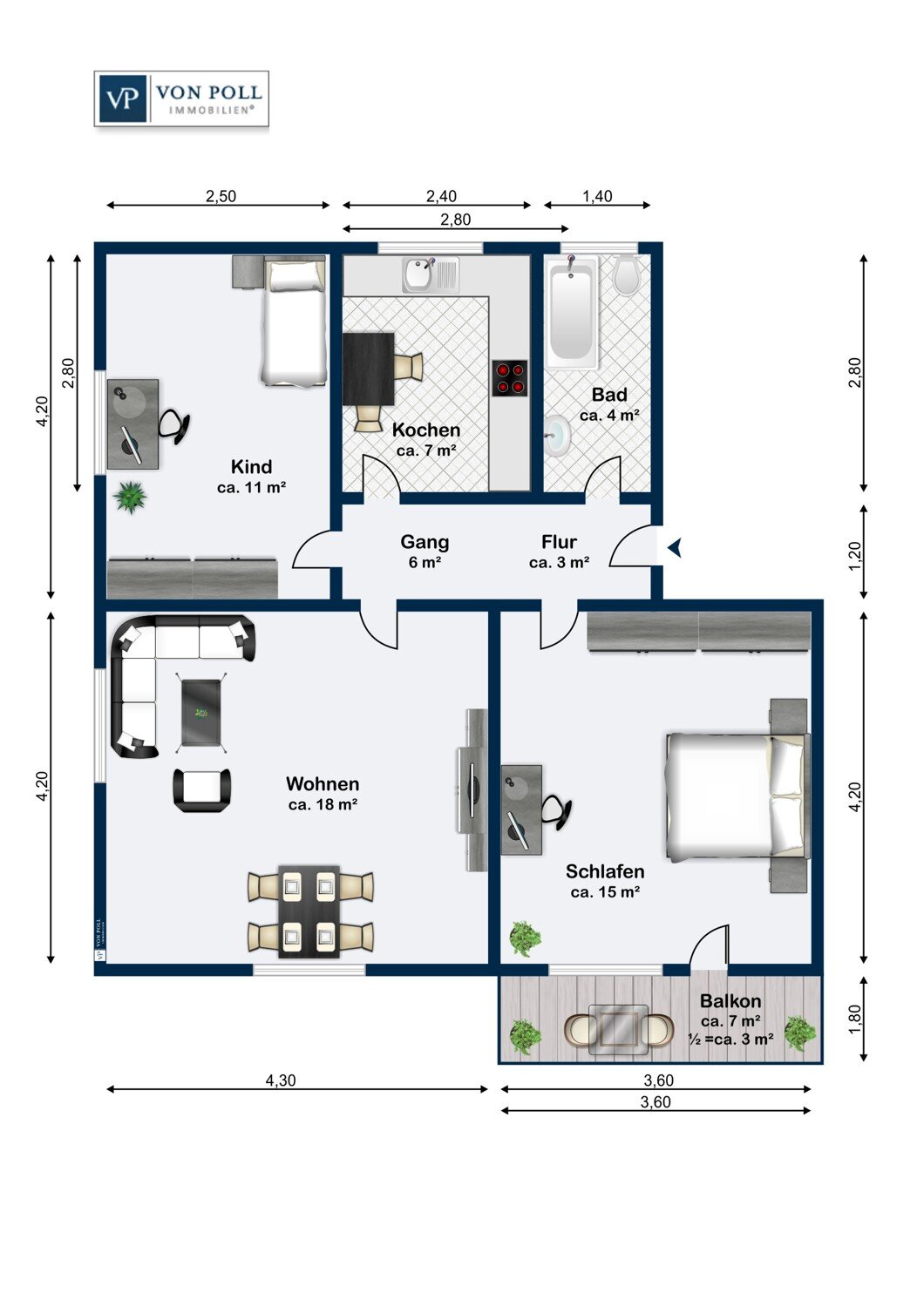 Wohnung zum Kauf 160.000 € 3 Zimmer 61 m²<br/>Wohnfläche 2.<br/>Geschoss Stadt Ansbach 91522