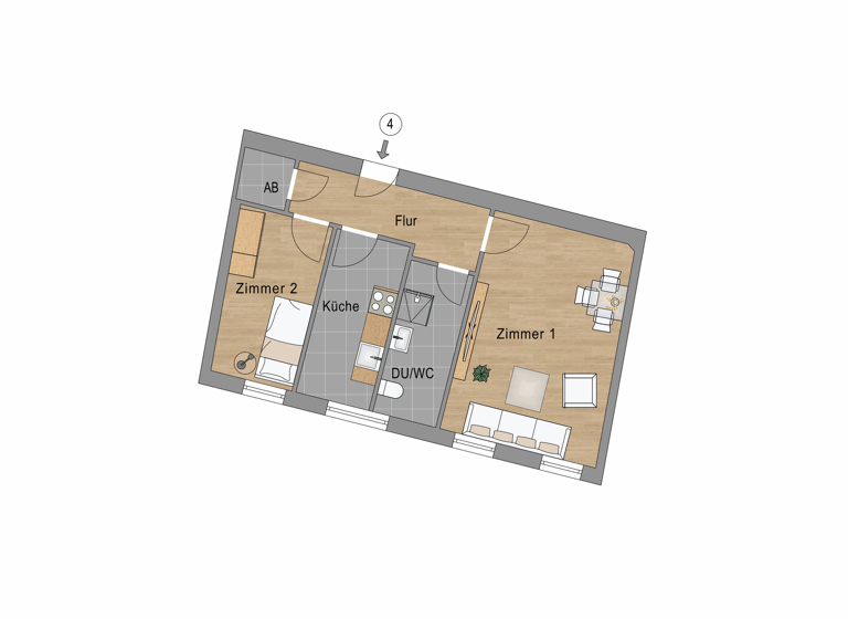 Wohnung zum Kauf provisionsfrei 207.700 € 2 Zimmer 47,9 m² 1. Geschoss Körnerstraße 10 Niederschönhausen Berlin 13156