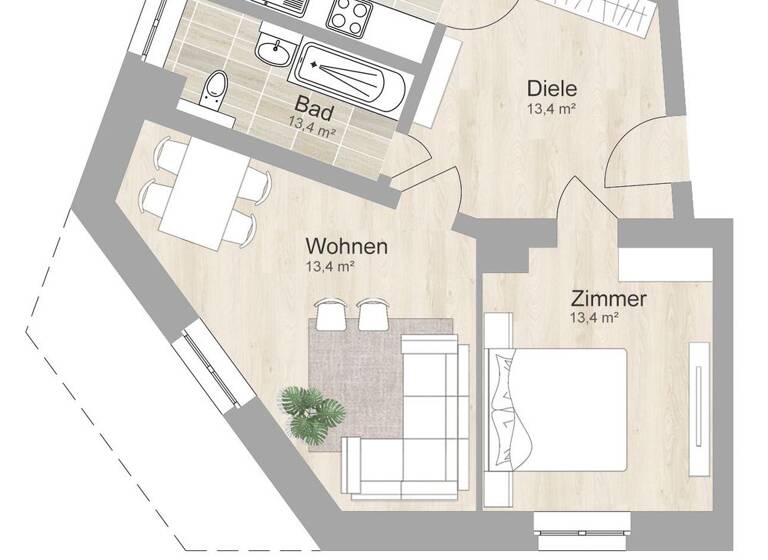 Wohnung zur Miete 429 € 2 Zimmer 58,9 m²<br/>Wohnfläche EG<br/>Geschoss 01.06.2025<br/>Verfügbarkeit Rabet 36 Neustadt-Neuschönefeld Leipzig 04315