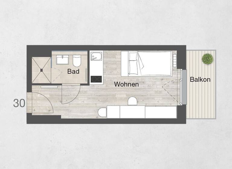 Studio zur Miete 515 € 1 Zimmer 23 m² 3. Geschoss frei ab sofort Ernststr. 1 St Peter Nürnberg 90478