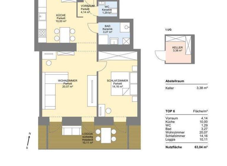 Wohnung zum Kauf 299.900 € 2,5 Zimmer 53 m² 1. Geschoss Wien 1140