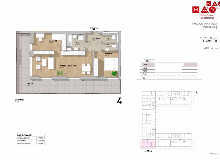 Wohnung zum Kauf - Erstbezug 472.330 € 3 Zimmer 65,7 m² frei ab sofort Mörikeweg Waldegg Linz 4020