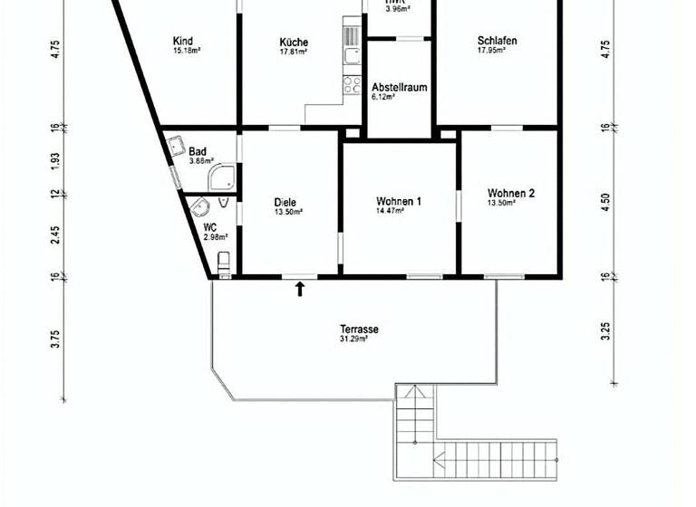 Terrassenwohnung zum Kauf 230.000 € 4,5 Zimmer 117 m²<br/>Wohnfläche 1.<br/>Geschoss Mengede Dortmund 44359