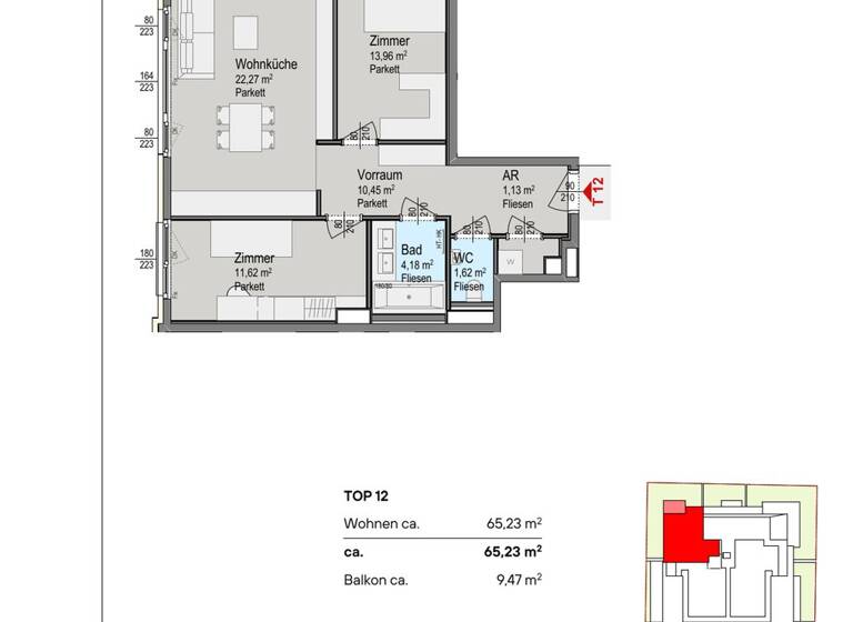 Wohnung zum Kauf 545.000 € 3 Zimmer 65,2 m² Wien 1140