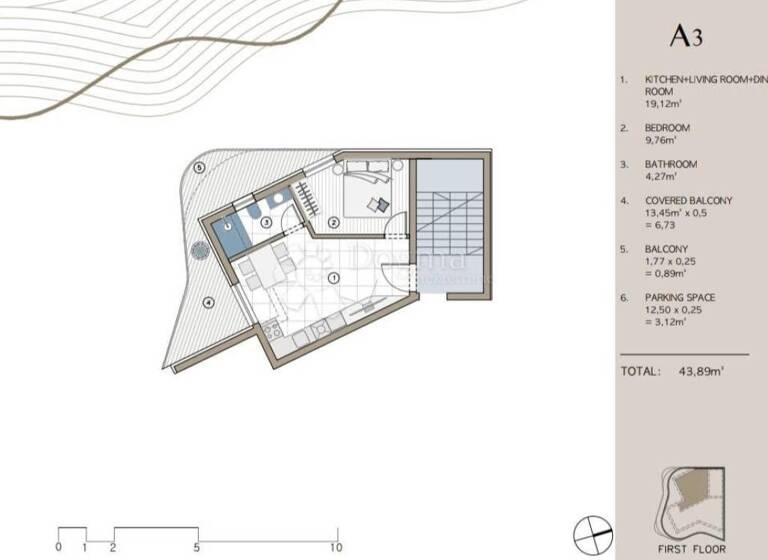 Wohnung zum Kauf 191.651 € 2 Zimmer 43 m² 1. Geschoss Rogoznica