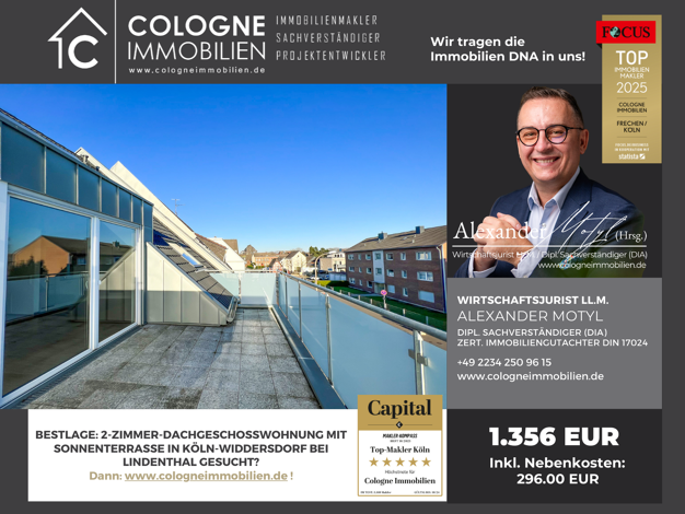 Wohnung zur Miete 1.060 € 2 Zimmer 64 m² 2. Geschoss frei ab sofort Hauptstraße 21b Widdersdorf Köln 50859