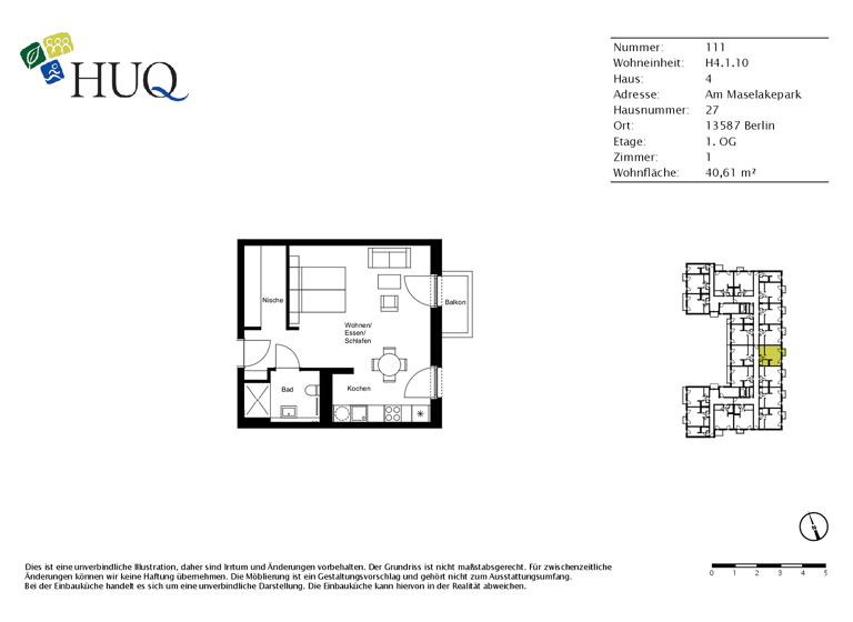 Studio zur Miete - Erstbezug 950 € 1 Zimmer 40,6 m² 1. Geschoss Am Maselakepark 27 Spandau Berlin 13587