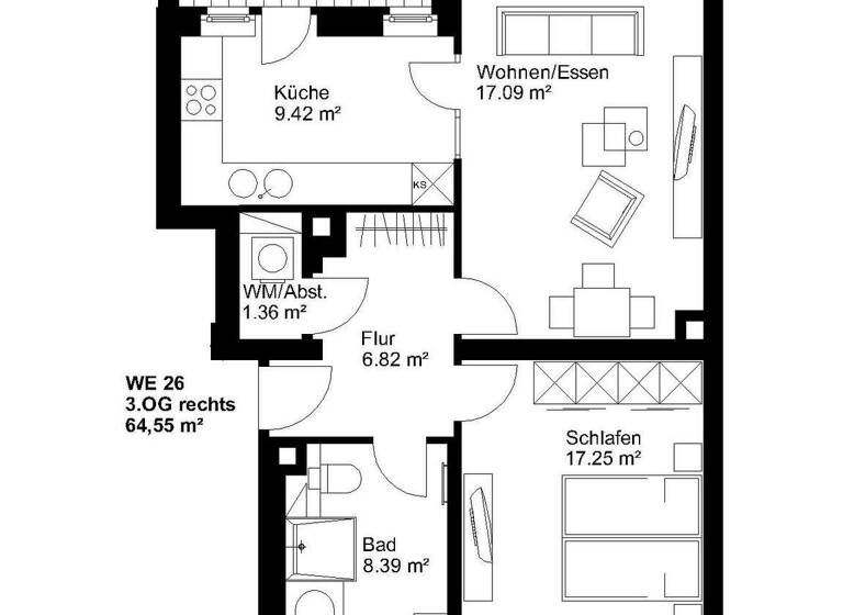 Wohnung zum Kauf 210.000 € 2 Zimmer 64,6 m² 3. Geschoss Virchowstraße 49 Gohlis-Mitte Leipzig 04157