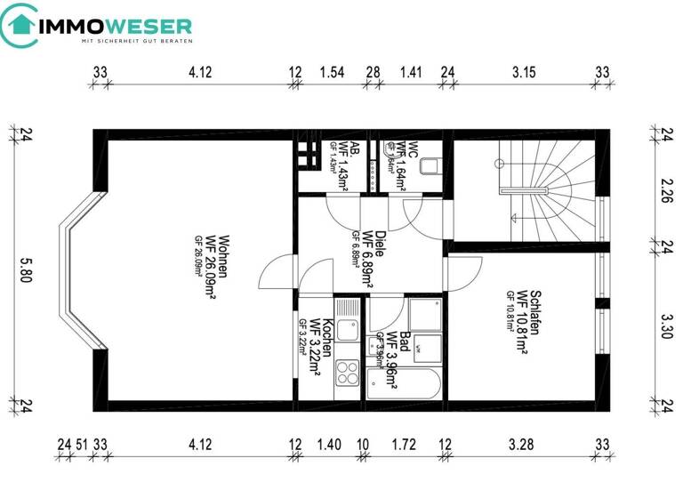 Wohnung zum Kauf 172.000 € 2 Zimmer 54 m² 2. Geschoss Hohentor Bremen 28199