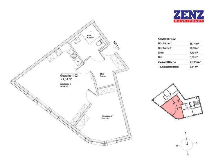 Bürofläche zur Miete - Erstbezug provisionsfrei 927 € 2 Zimmer 71,3 m² Bürofläche Marktplatz 44 Mayen 56727