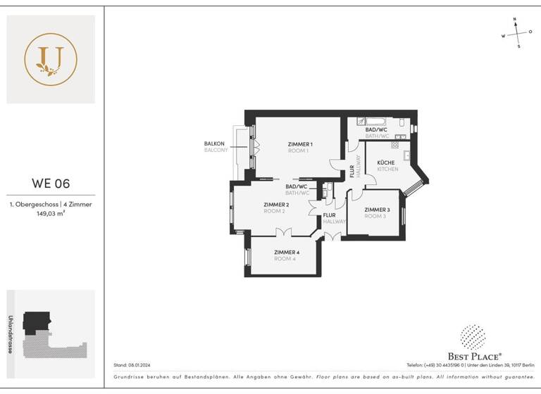 Wohnung zum Kauf provisionsfrei 720.000 € 4 Zimmer 149 m² 1. Geschoss Uhlandstraße 136 Wilmersdorf Berlin 10717