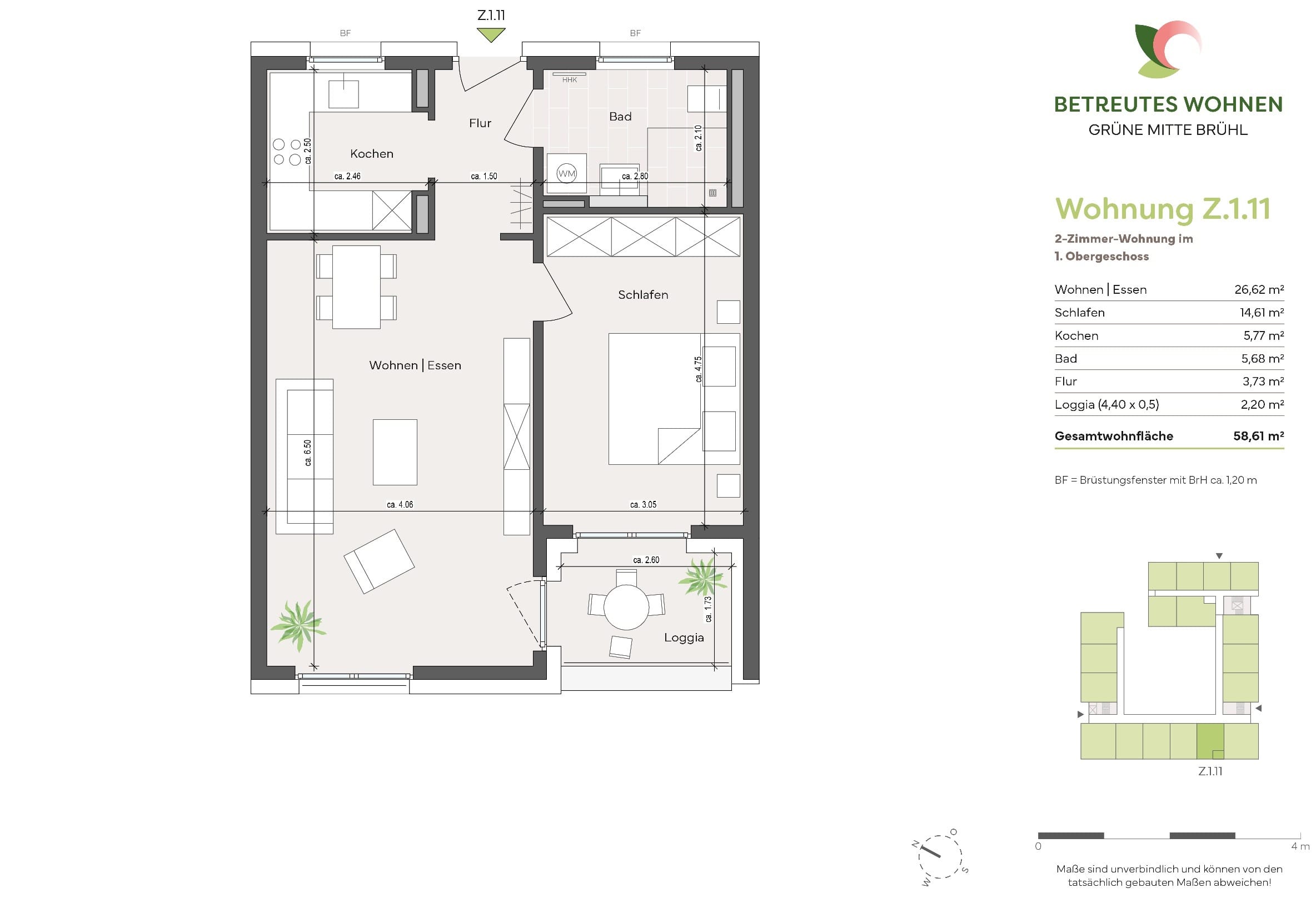 Wohnung zum Kauf provisionsfrei 301.100 € 2 Zimmer 58,6 m²<br/>Wohnfläche Brühl 68782