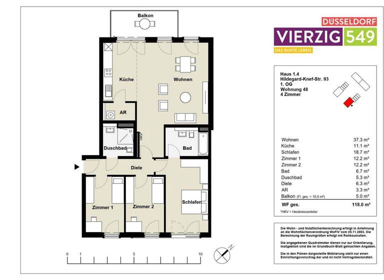 Wohnung zum Kauf - Erstbezug provisionsfrei 799.900 € 4 Zimmer 118 m² 1. Geschoss Hildegard-Knef-Straße 93 Heerdt Düsseldorf 40549