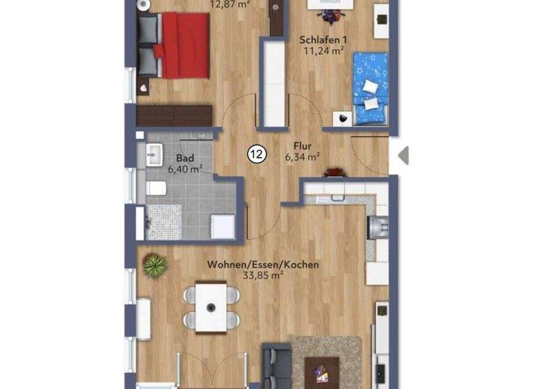 Wohnung zur Miete - Erstbezug 1.300 € 3 Zimmer 74,2 m² 1. Geschoss frei ab 01.06.2026 Steigenberg Penzberg 82377