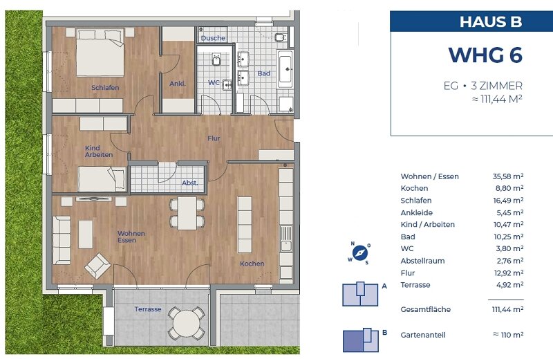 Wohnung zum Kauf provisionsfrei 551.630 € 3 Zimmer 111,4 m²<br/>Wohnfläche EG<br/>Geschoss Heitersheim Heitersheim 79423