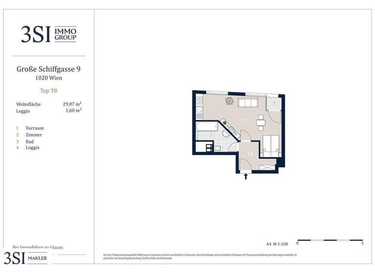 Studio zum Kauf - Erstbezug 285.000 € 1 Zimmer 29,5 m² 3. Geschoss Große Schiffgasse 9 Wien 1020